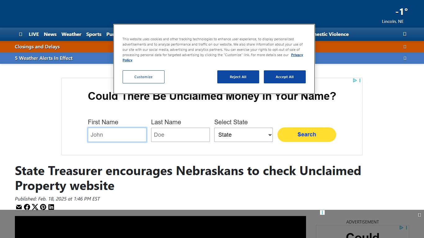 State Treasurer encourages Nebraskans to check Unclaimed Property website